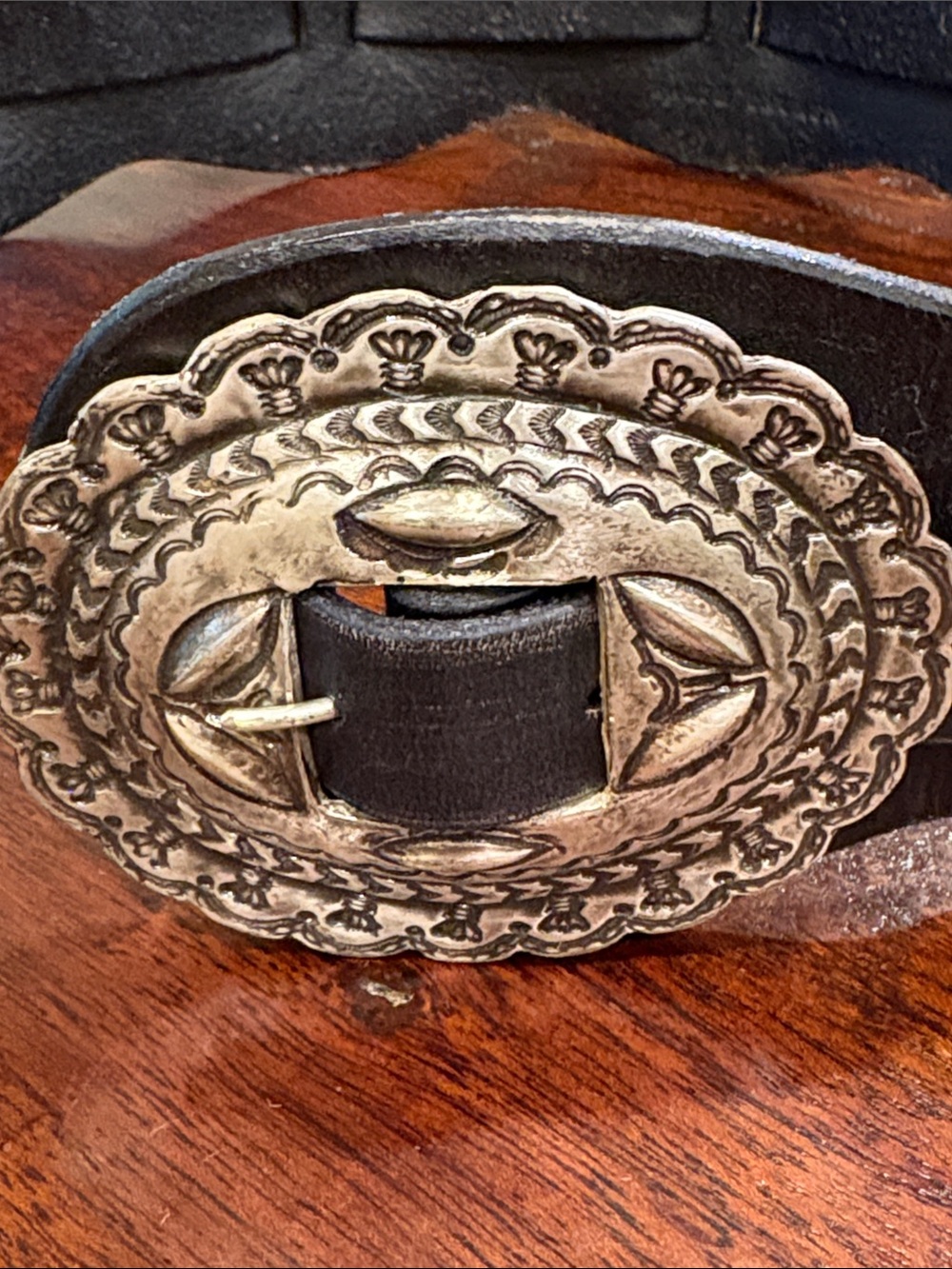 Vintage Ralph Lauren Black Leather Western Concho Belt with Silver Medallions - Picture 6 of 15